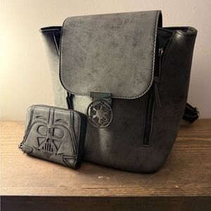 Loungefly Star Wars Imperial Convertible Mini Backpack and Darth Vader Wallet